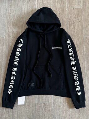 Chrome Hearts Black & Silver Script Logo Scroll Graphic  Hoodie S